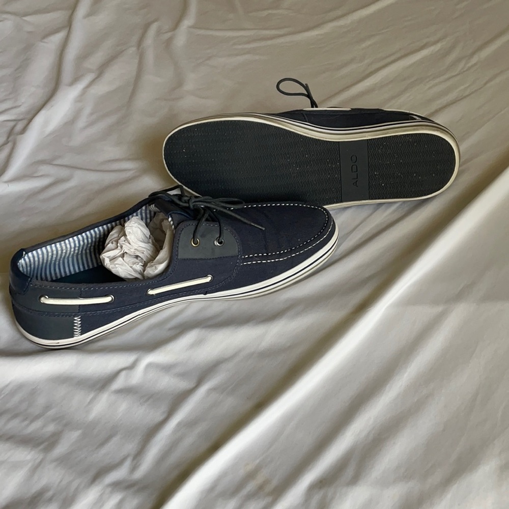 Navy boat shoes